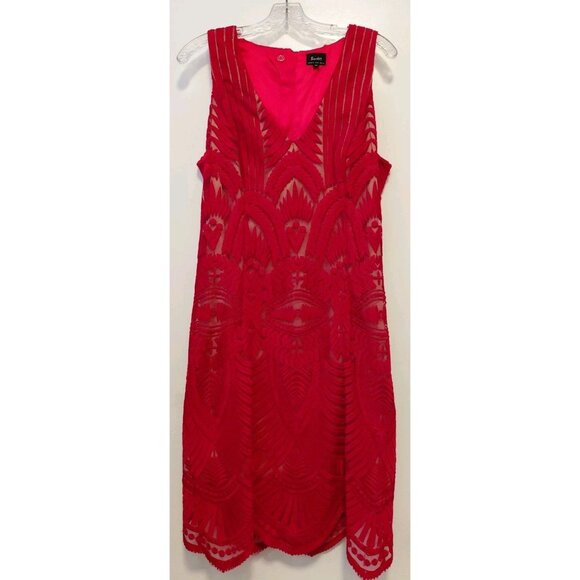 Bardot Alice Embroidered Lace Sheath Dress Sleeveless Holiday Red 10 - Picture 2 of 13